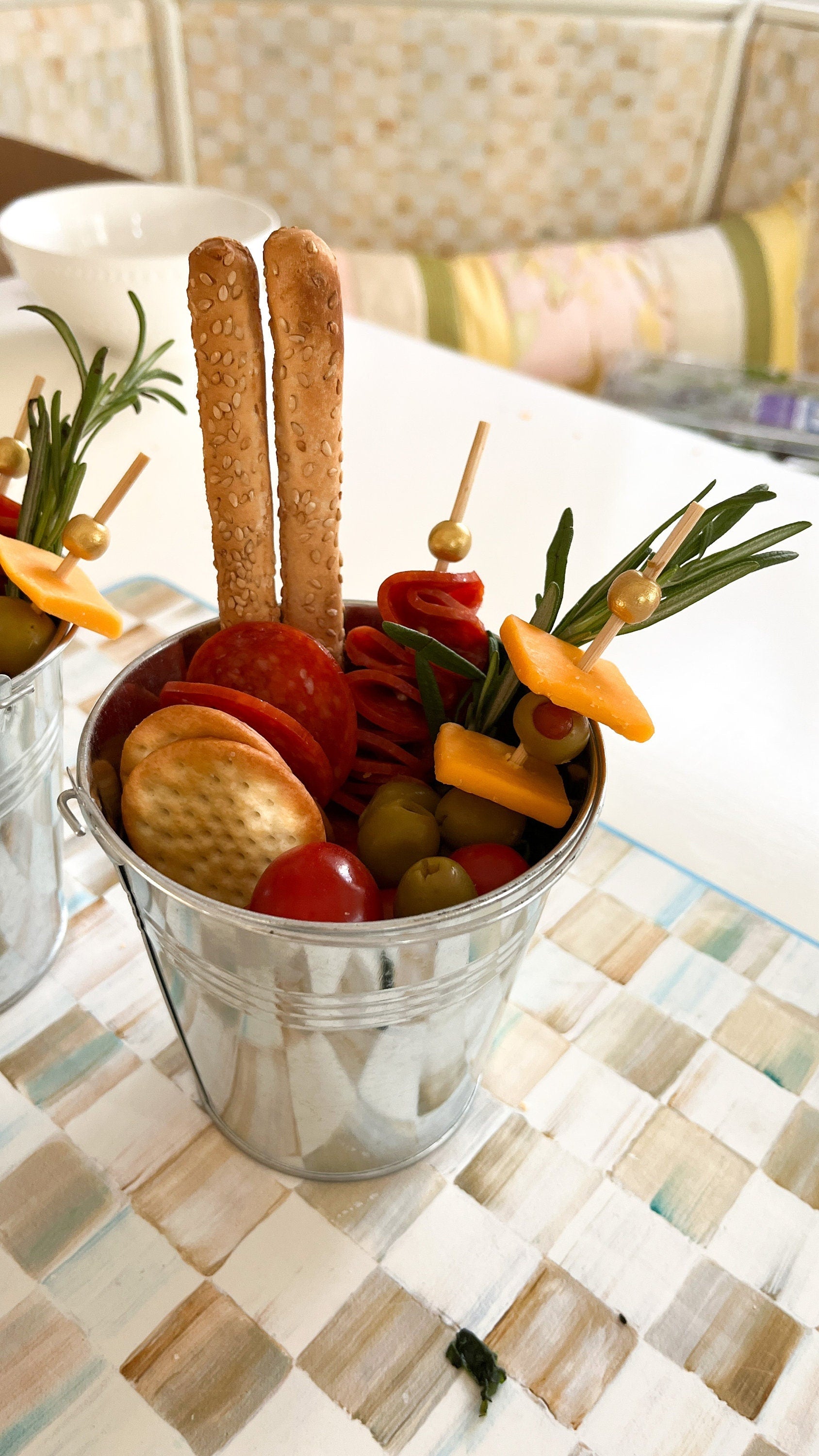 Tin Buckets with Toothpicks Appetizer Charcuterie Set – Rustic Serving Containers for Grazing Tables & Wedding Buffets - Pretty Party Boxx