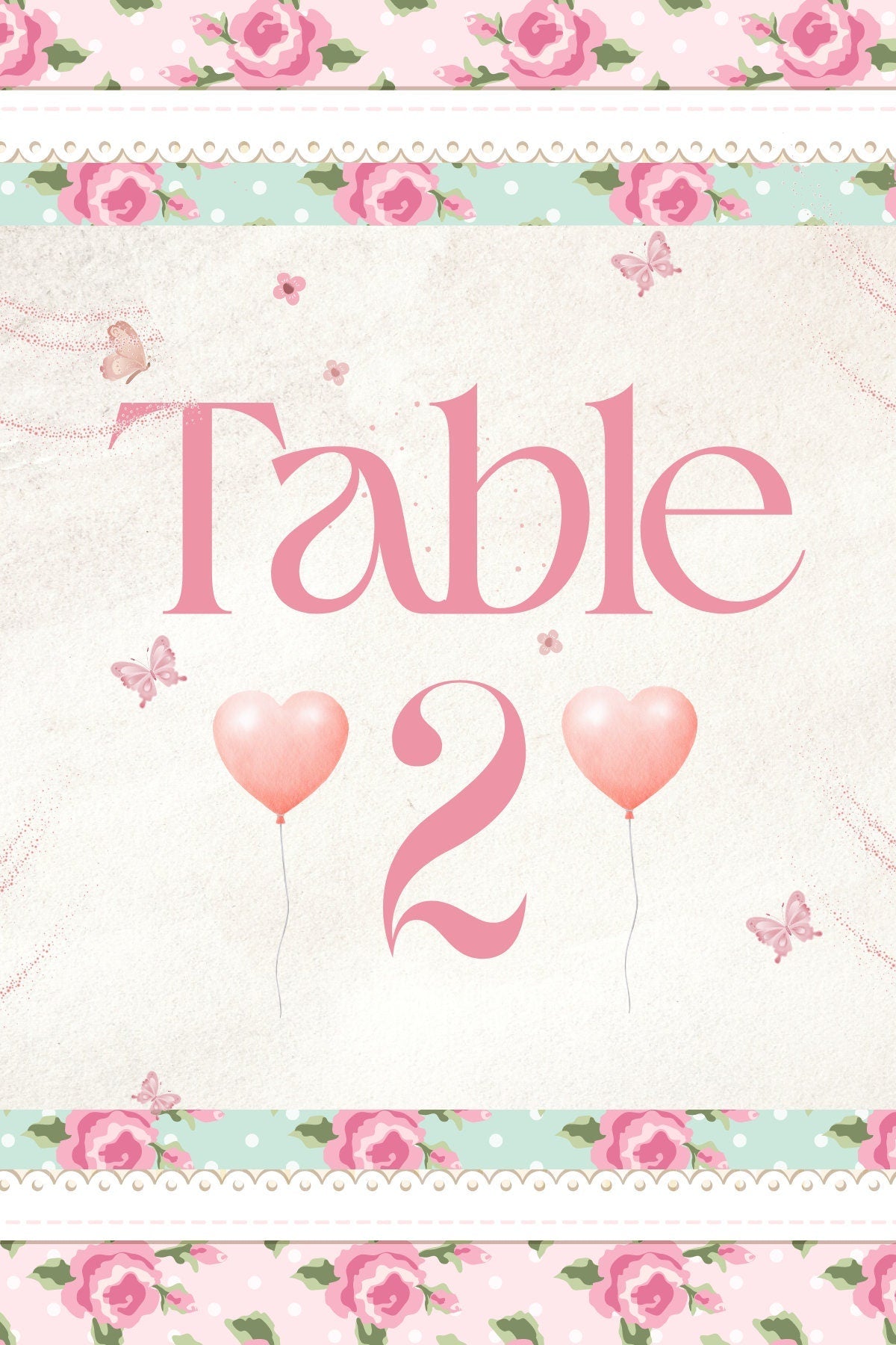 Floral Table Number Signs 1–6 – Editable Wedding Table Numbers Template | Digital Download - Pretty Party Boxx