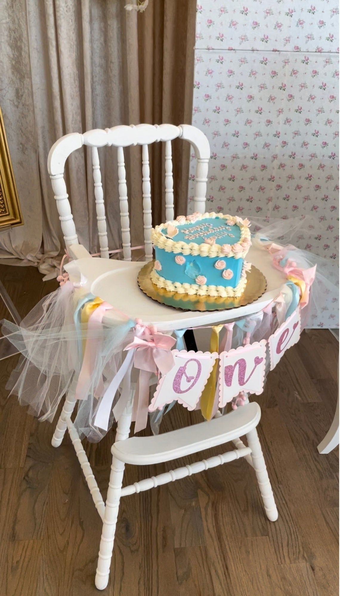 Pink First Birthday Garland Banner – Elegant Party Decoration for Baby Girl’s 1st Birthday Celebration - Pretty Party Boxx