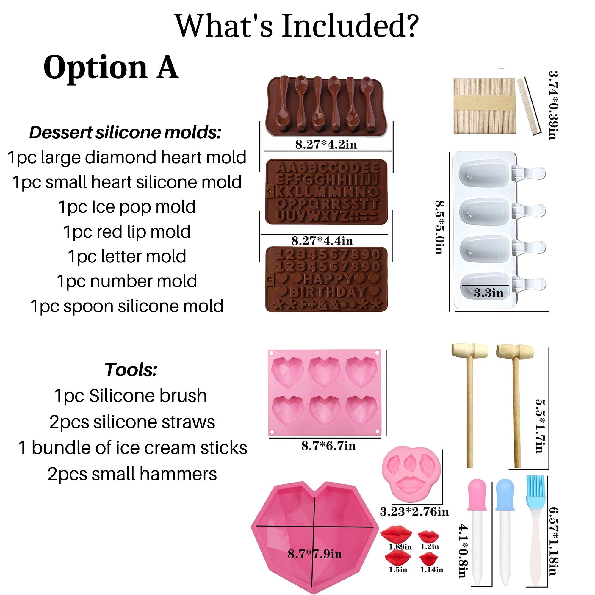 Breakable Heart Molds with Hammers – Silicone Diamond Heart Cake Mold Set for Chocolate, Candy & DIY Desserts | Valentine’s Day Gift Kit - Pretty Party Boxx