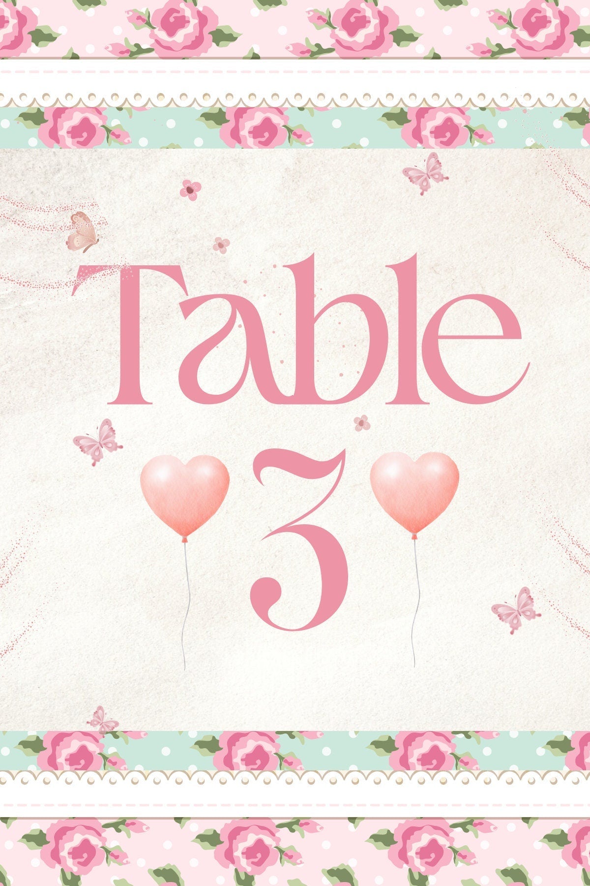 Floral Table Number Signs 1–6 – Editable Wedding Table Numbers Template | Digital Download - Pretty Party Boxx