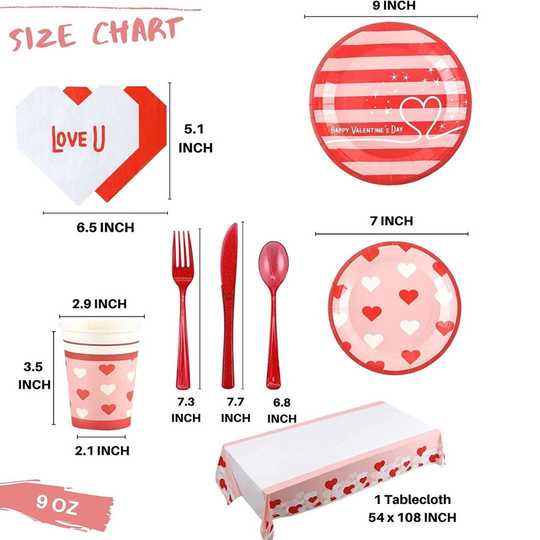 Valentine's Day Party Pack – Complete Tableware & Décor Set for 16 Guests - Pretty Party Boxx