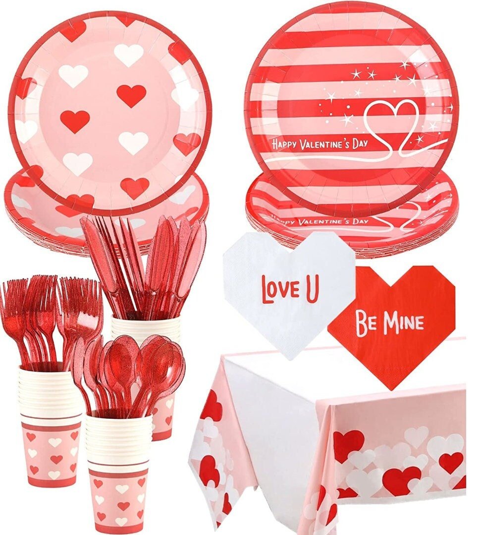 Valentine's Day Party Pack – Complete Tableware & Décor Set for 16 Guests - Pretty Party Boxx