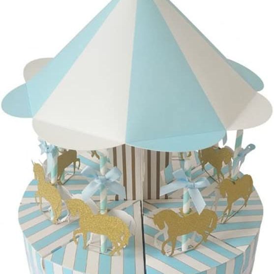 Paper Carousel Horse Favor Box Centerpiece – Vintage Pink Carnival Party Decoration & Treat Box Set - Pretty Party Boxx