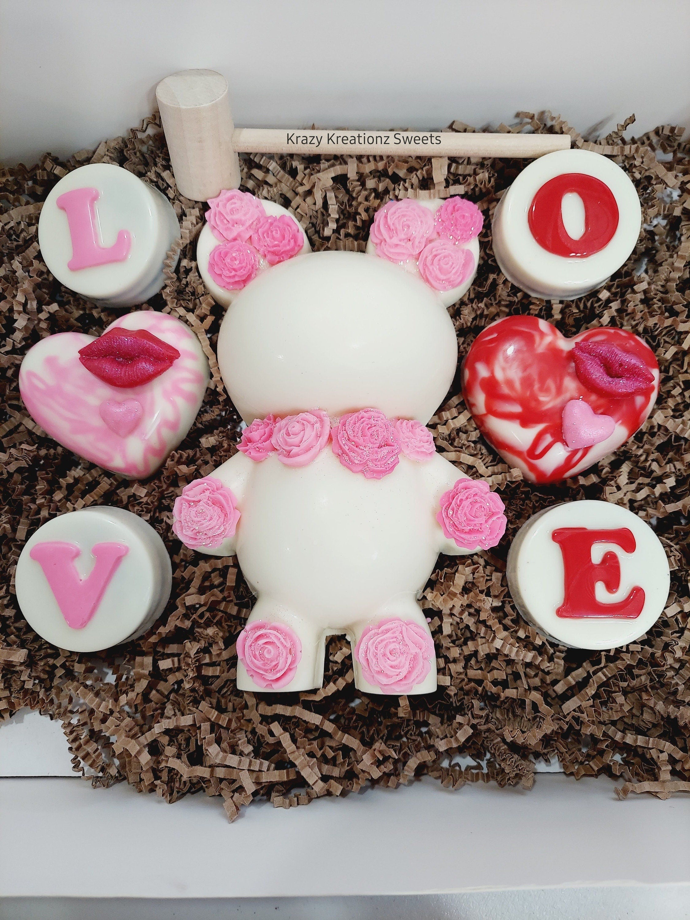 Breakable Heart Molds with Hammers – Silicone Diamond Heart Cake Mold Set for Chocolate, Candy & DIY Desserts | Valentine’s Day Gift Kit - Pretty Party Boxx