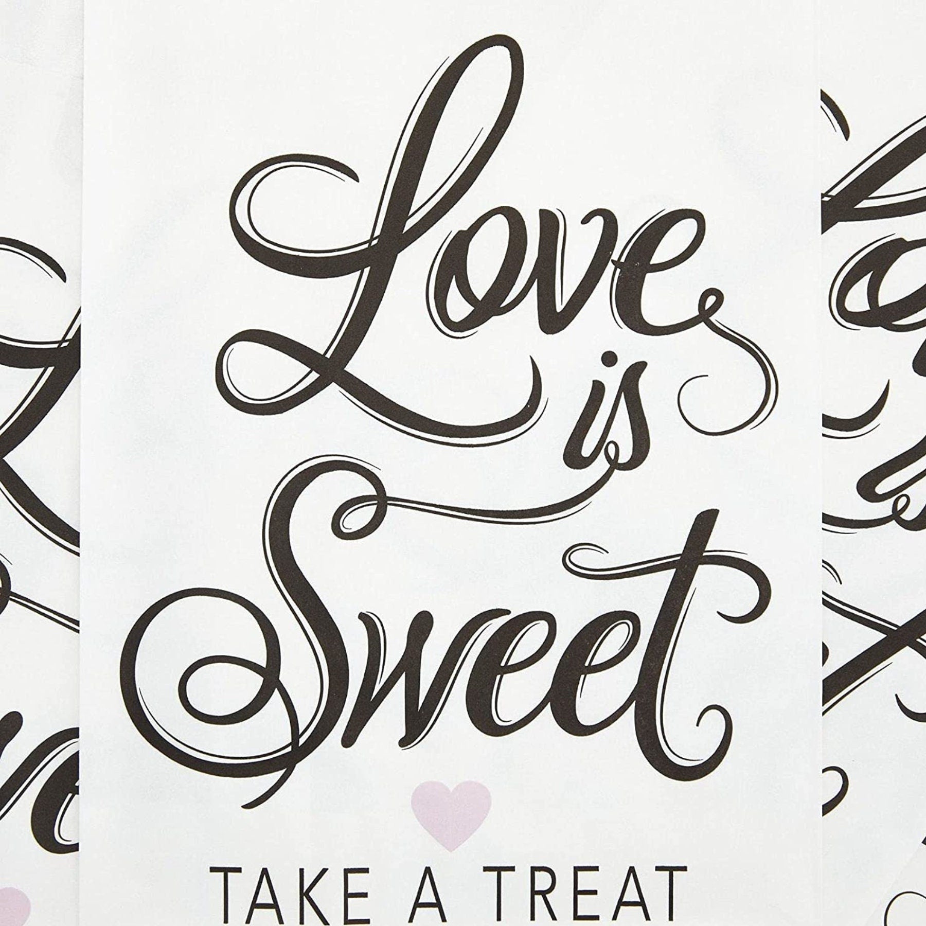 Love Is Sweet, Take a Treat” Party Favor Bags – White Kraft Paper Goodie Bags for Weddings, Showers & Dessert Tables - Pretty Party Boxx