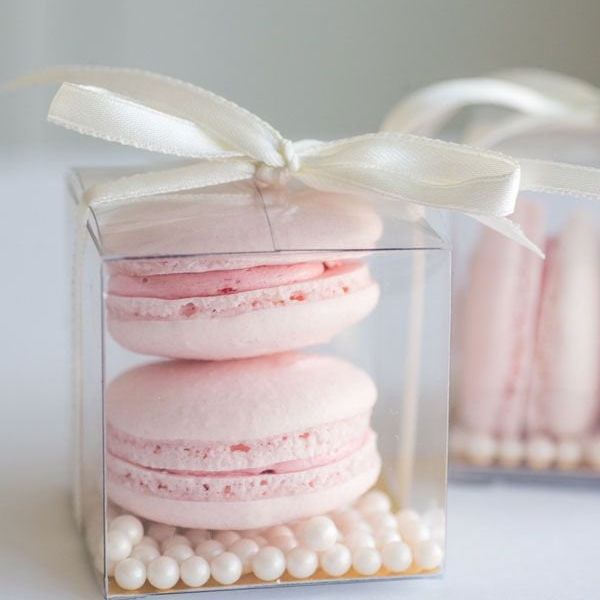 Clear Individual Cupcake Boxes - 24 Pack Transparent Macaroon Favor Boxes with Ribbons