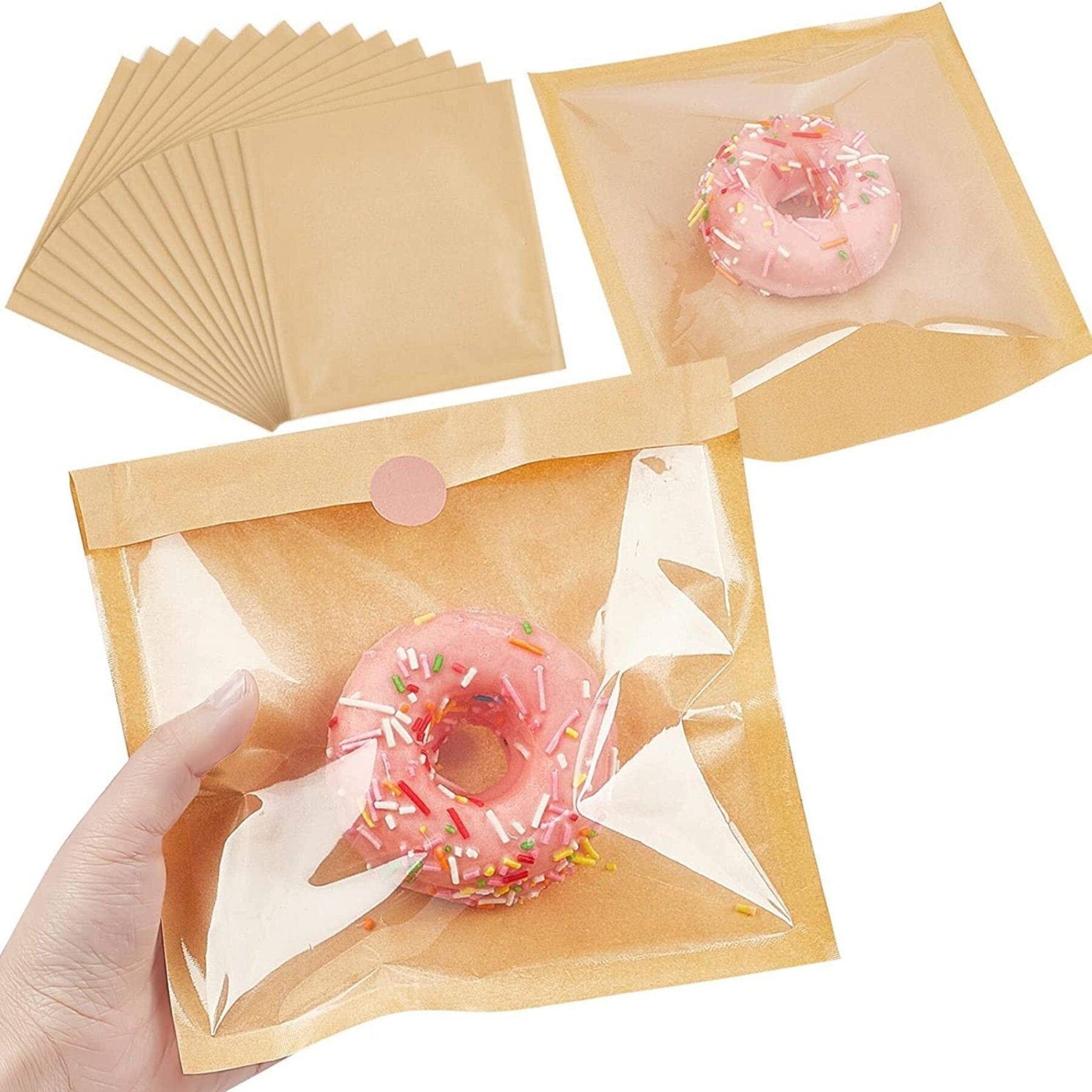 Paper Treat Bags with Transparent Window – Grease - Proof Favor Bags for Weddings, Parties & Dessert Displays - Pretty Party Boxx