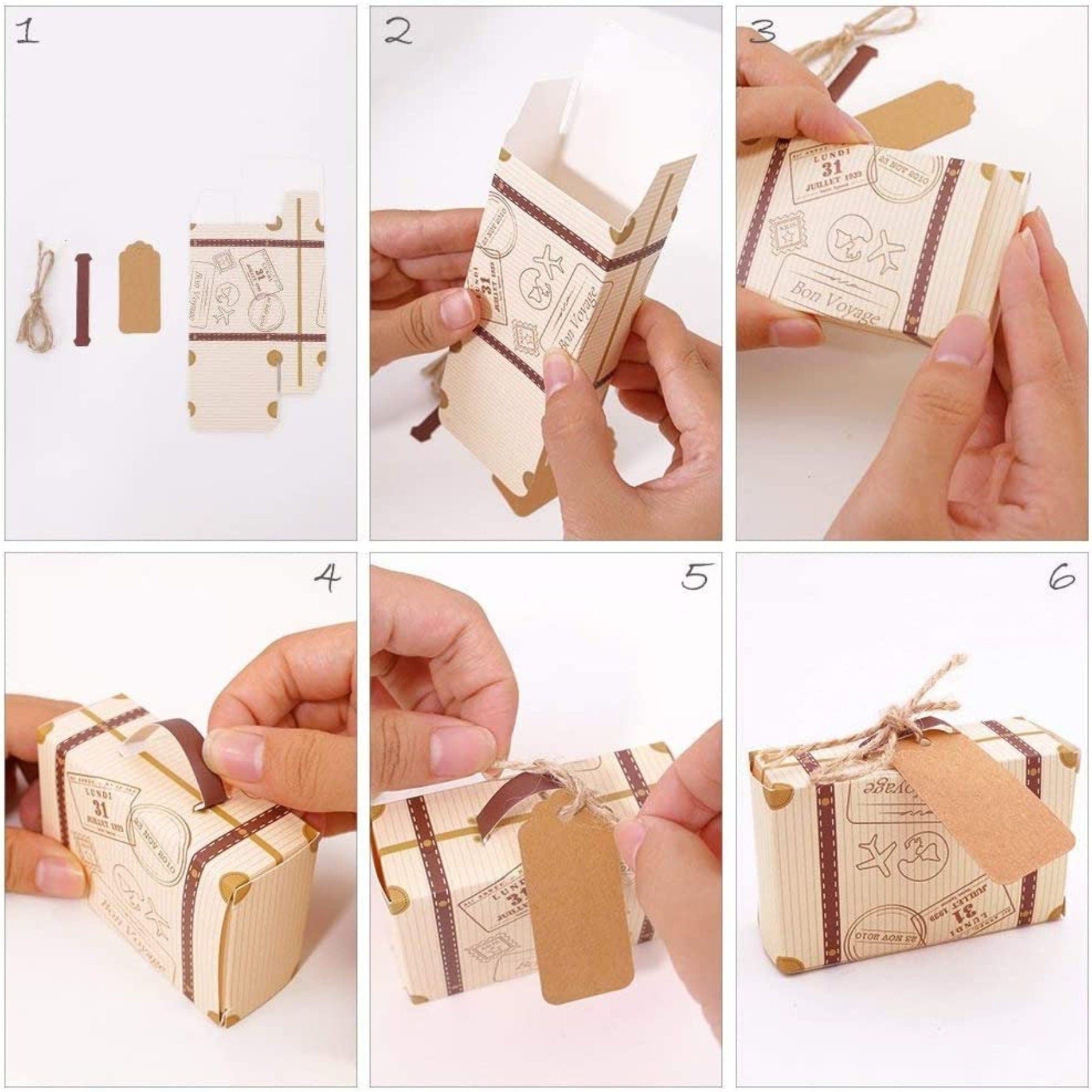 Foldable Mini Suitcase Party Favor Boxes for Travel Themed Parties