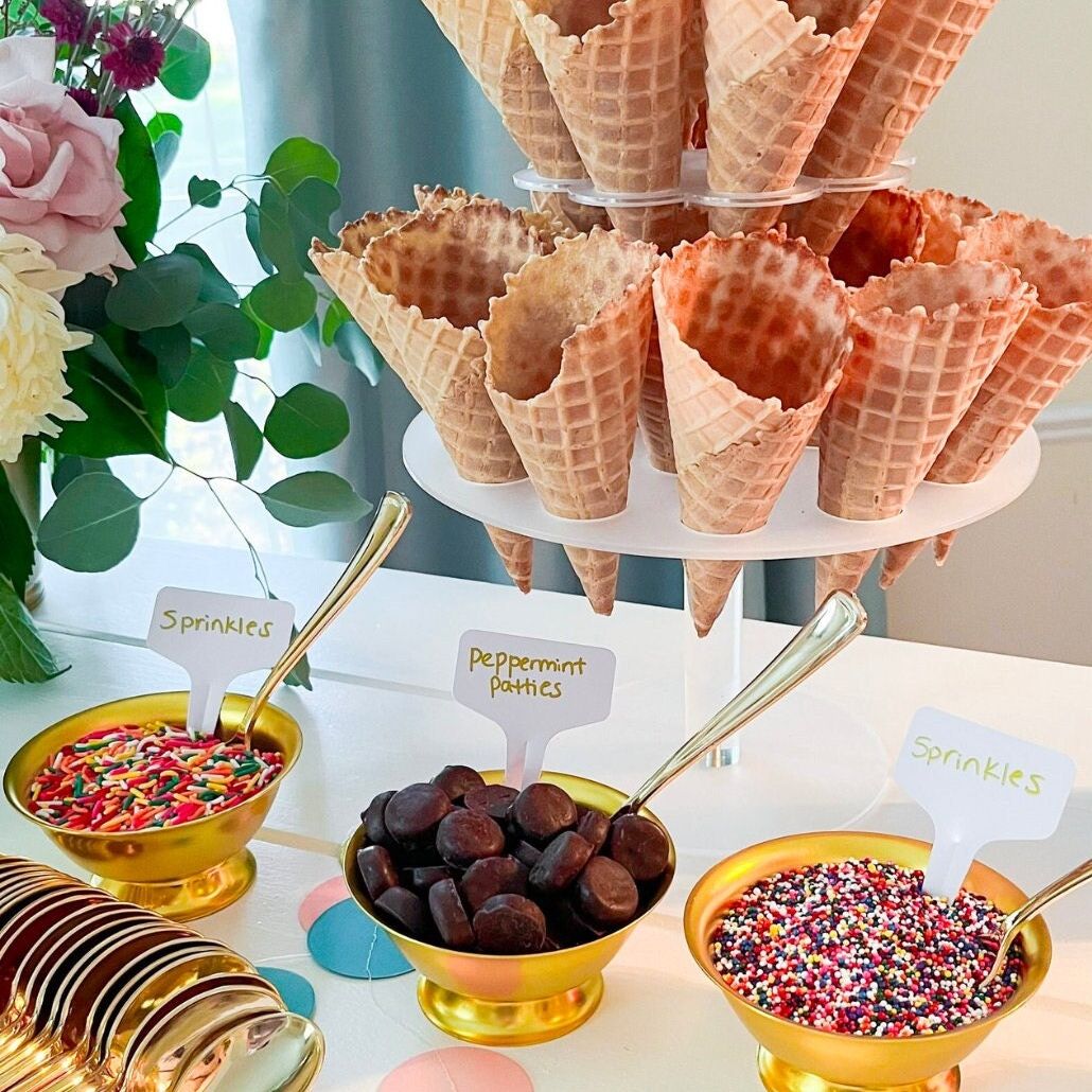 DIY Ice Cream Bar Decor Kit – Full Party Table Setup for 24 Guests with Bowls, Signage & Accessories for Weddings, Showers & Birthdays - Pretty Party Boxx