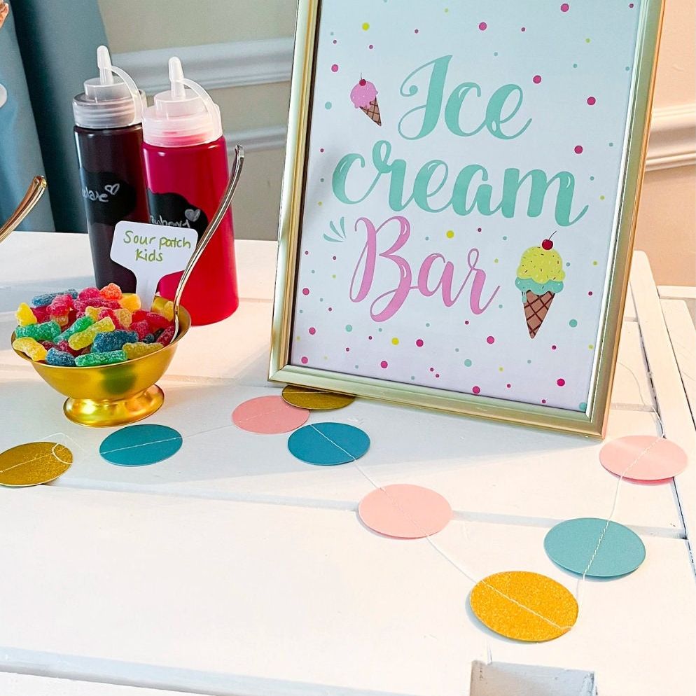 DIY Ice Cream Bar Decor Kit – Full Party Table Setup for 24 Guests with Bowls, Signage & Accessories for Weddings, Showers & Birthdays - Pretty Party Boxx