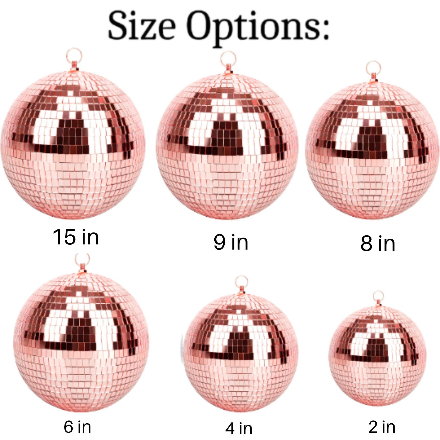 Rose Gold Disco Balls – Hanging Mirror Disco Party Decorations in Assorted Sizes