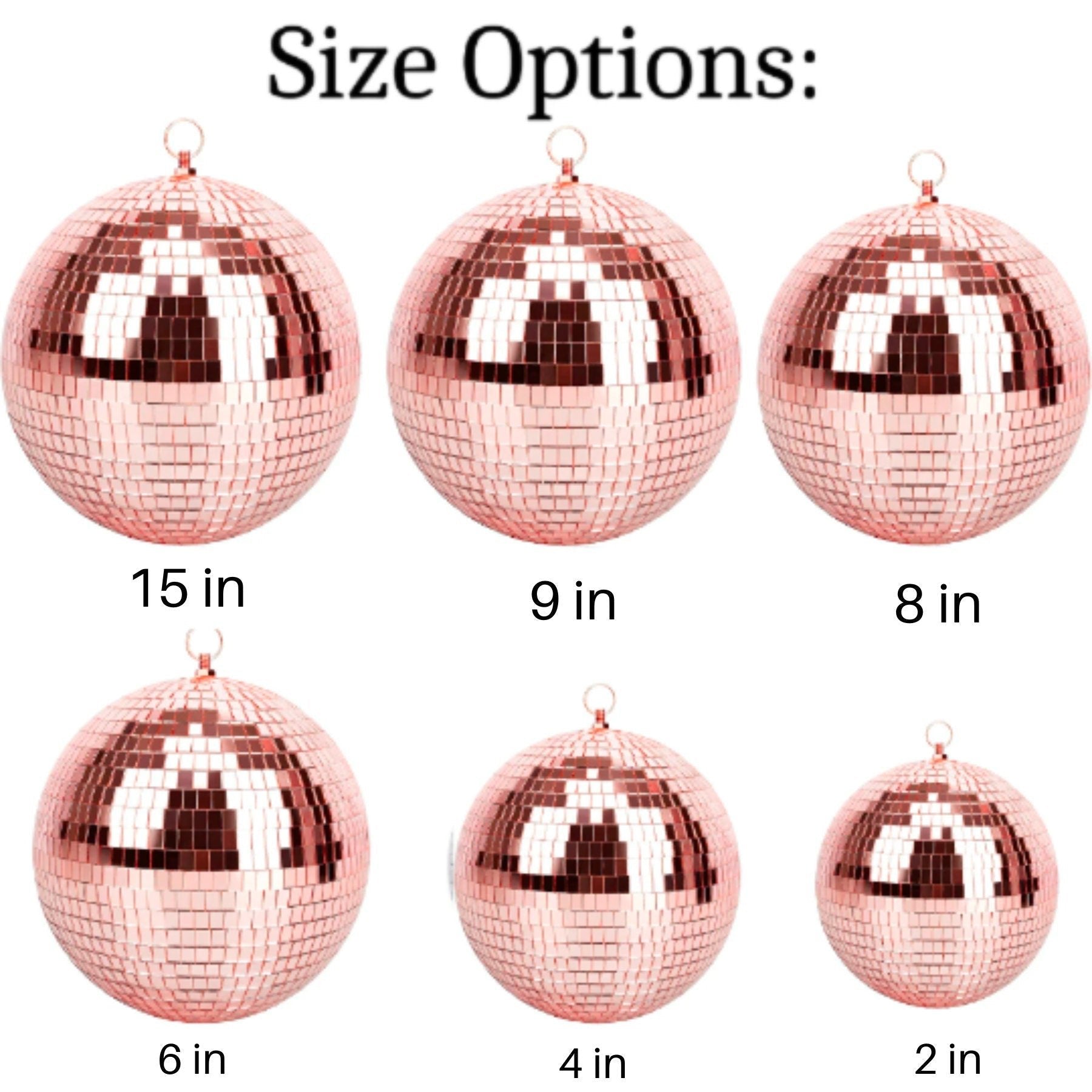 Rose Gold Disco Balls – Hanging Mirror Disco Party Decorations in Assorted Sizes - Pretty Party Boxx