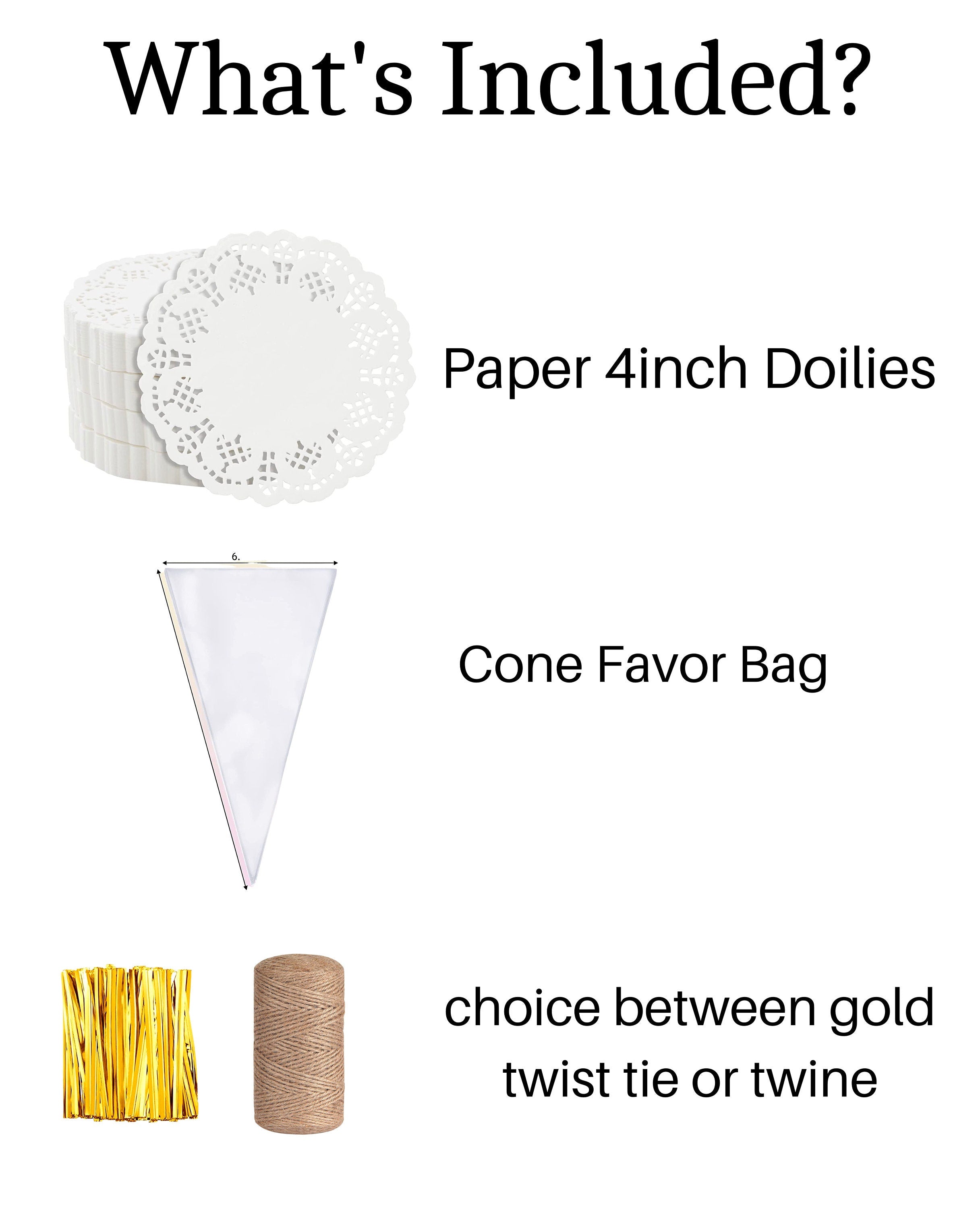 Cone - Shaped Favor Bags with Doilies DIY Kit – 10 - Piece Elegant Gift Bags for Weddings, Showers & Dessert Displays - Pretty Party Boxx