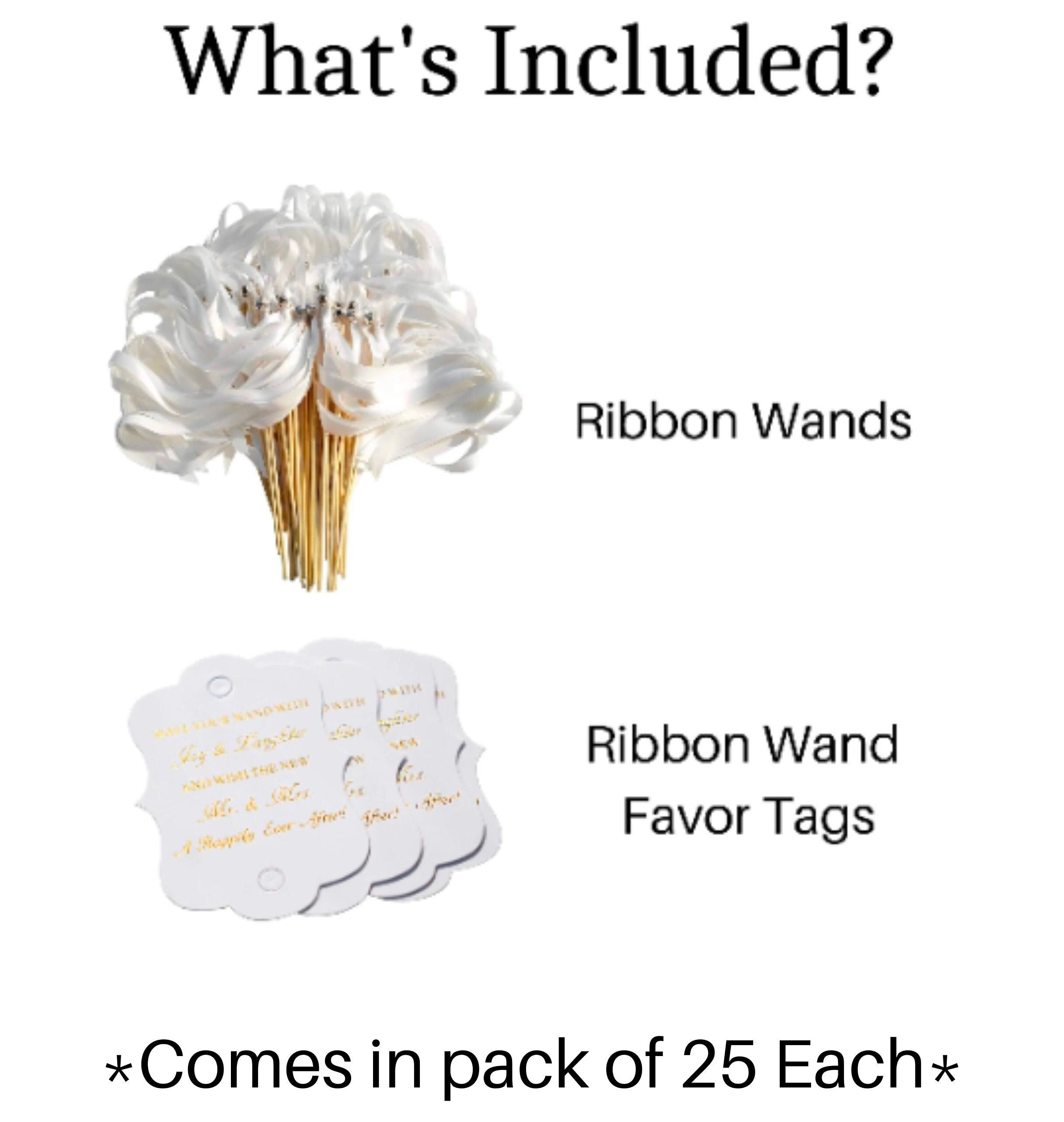 Ribbon Wedding Farewell Wands – Set of 25 Decorative Send - Off Ribbons for Weddings & Celebrations - Pretty Party Boxx