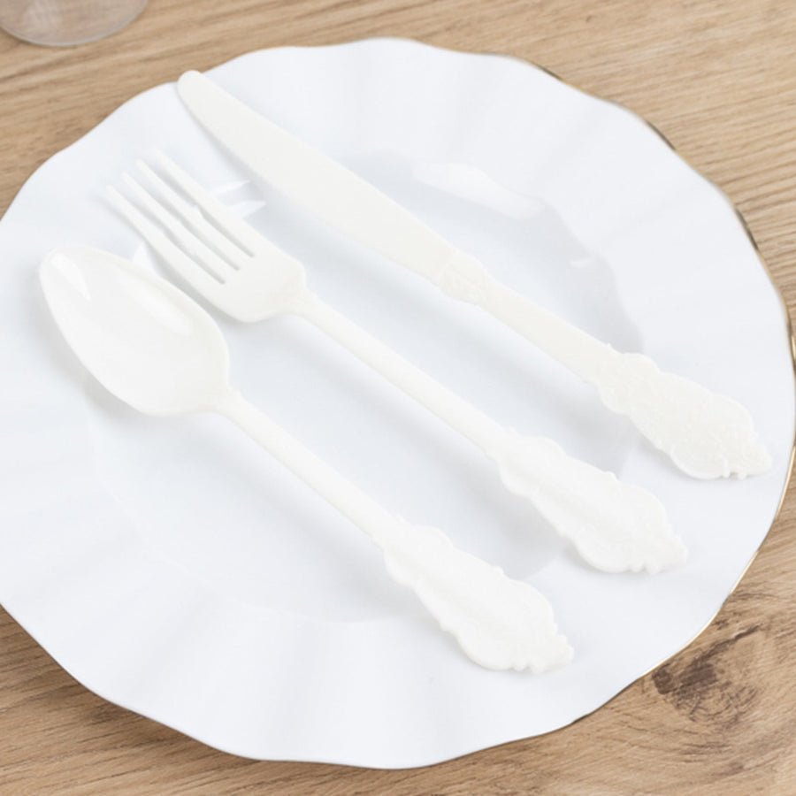 72 - Piece Heavy Duty Plastic Silverware Set – Disposable Cutlery for Weddings, Parties & Events - Pretty Party Boxx