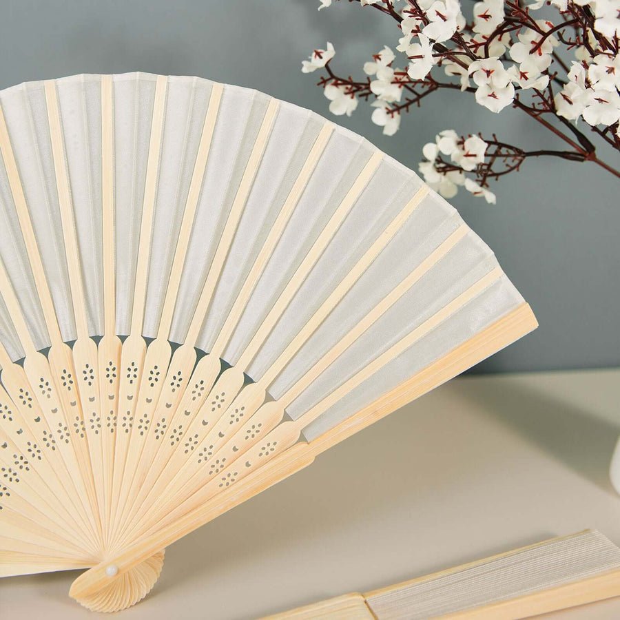 5 - Pack Elegant Silk Folding Fans – Asian - Style Party Favors & Decorative Event Accessories - Pretty Party Boxx