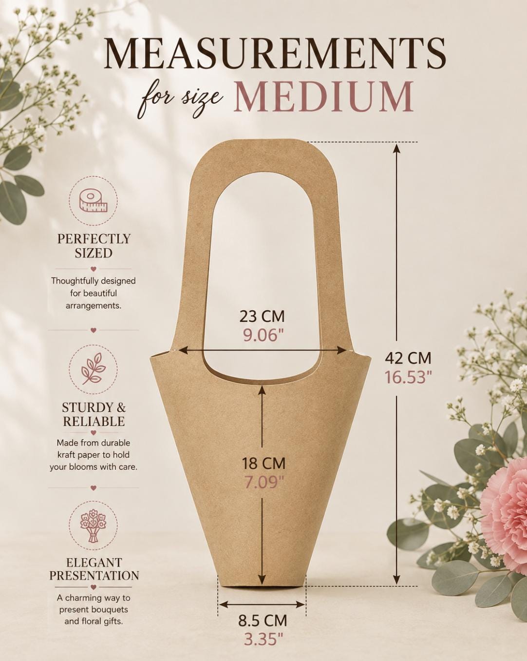 Kraft Flower Bouquet Bags – Make Your Own Bouquet Bar Bags for Showers & Parties