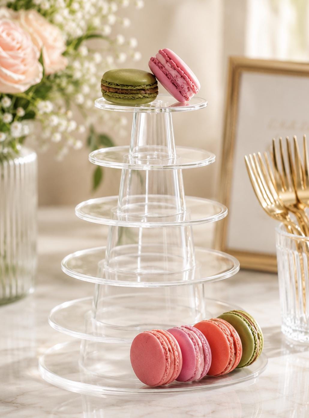 Macaron & Cupcake Tower Stand – Tiered Round Dessert Display for Weddings & Parties