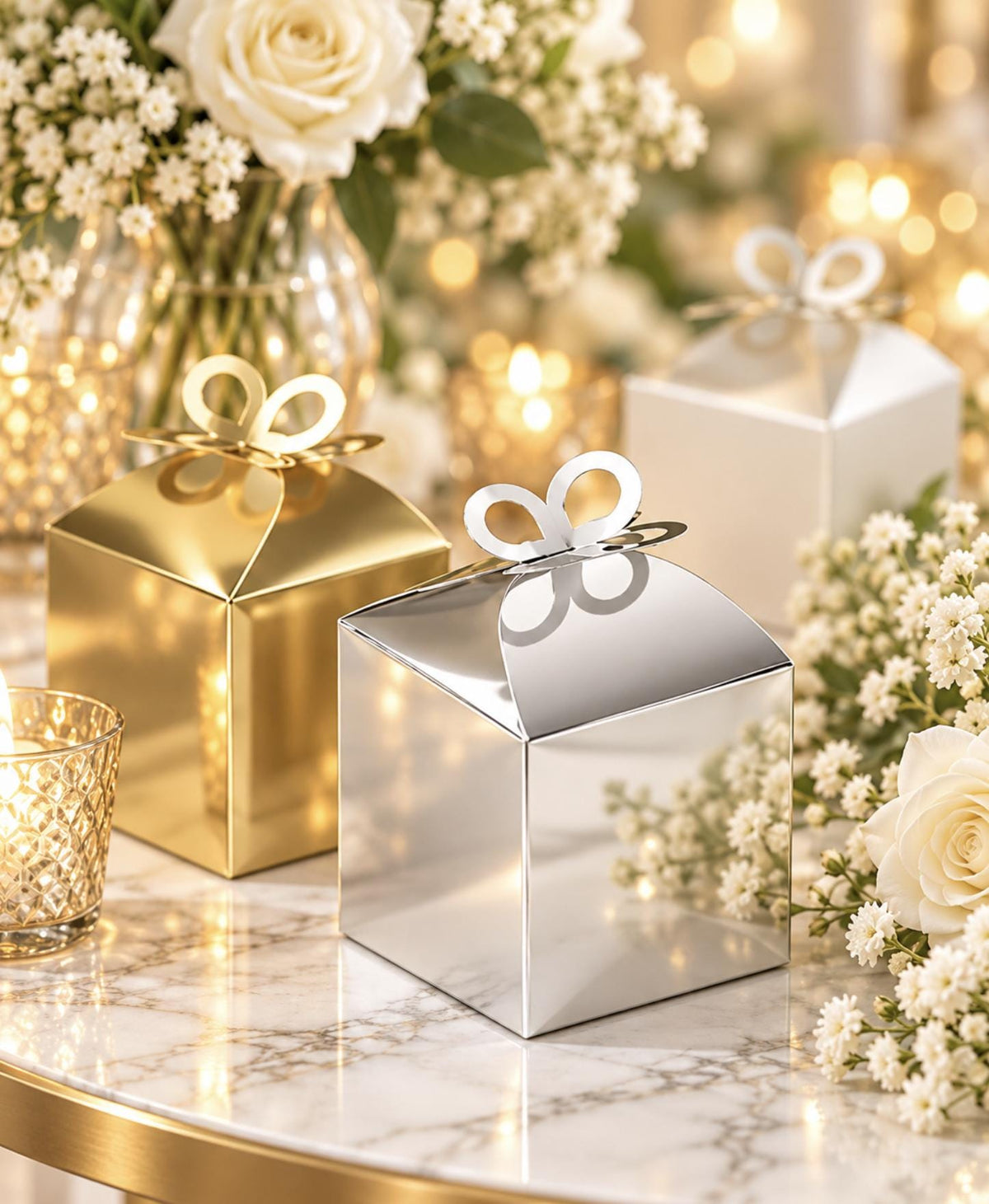 Metallic Gold Foil Butterfly Favor Boxes | 25-Pack Candy Gift Boxes
