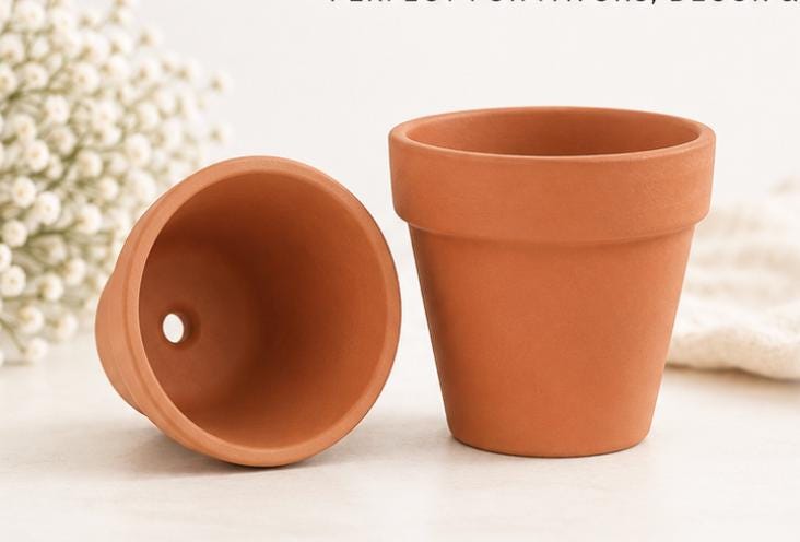 Mini Ceramic Flower Pot Charcuterie Cups with Gold Toothpicks – Garden Party Appetizer Cups