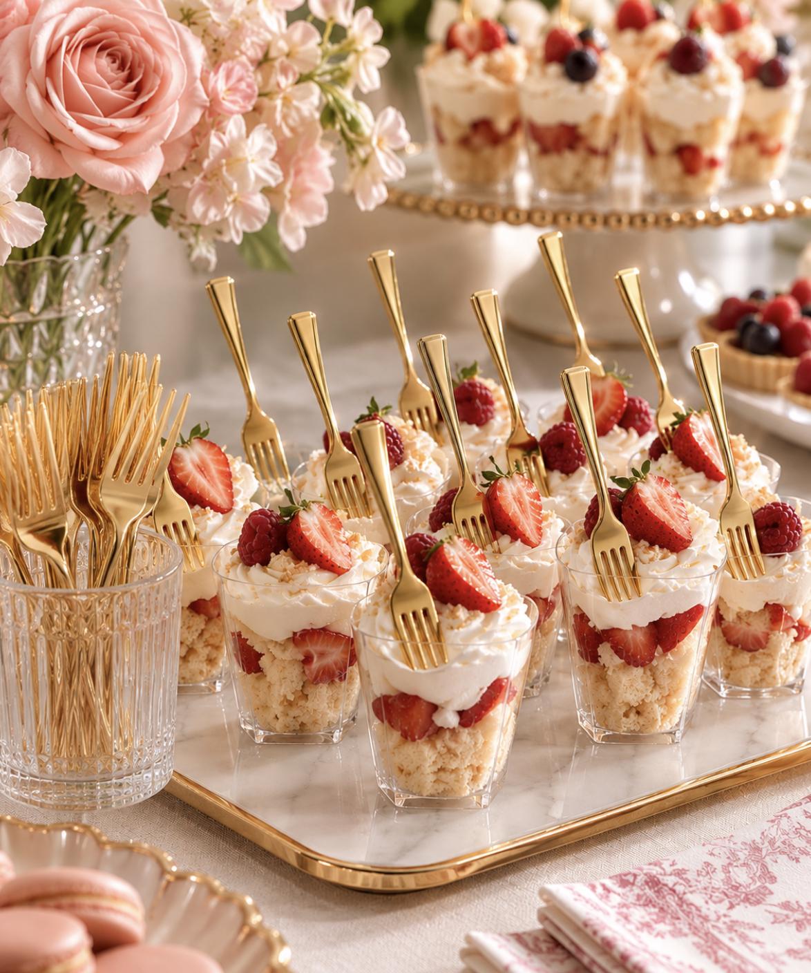 Mini Gold Appetizer Forks – Plastic Dessert Forks for Mini Cakes & Catering Displays