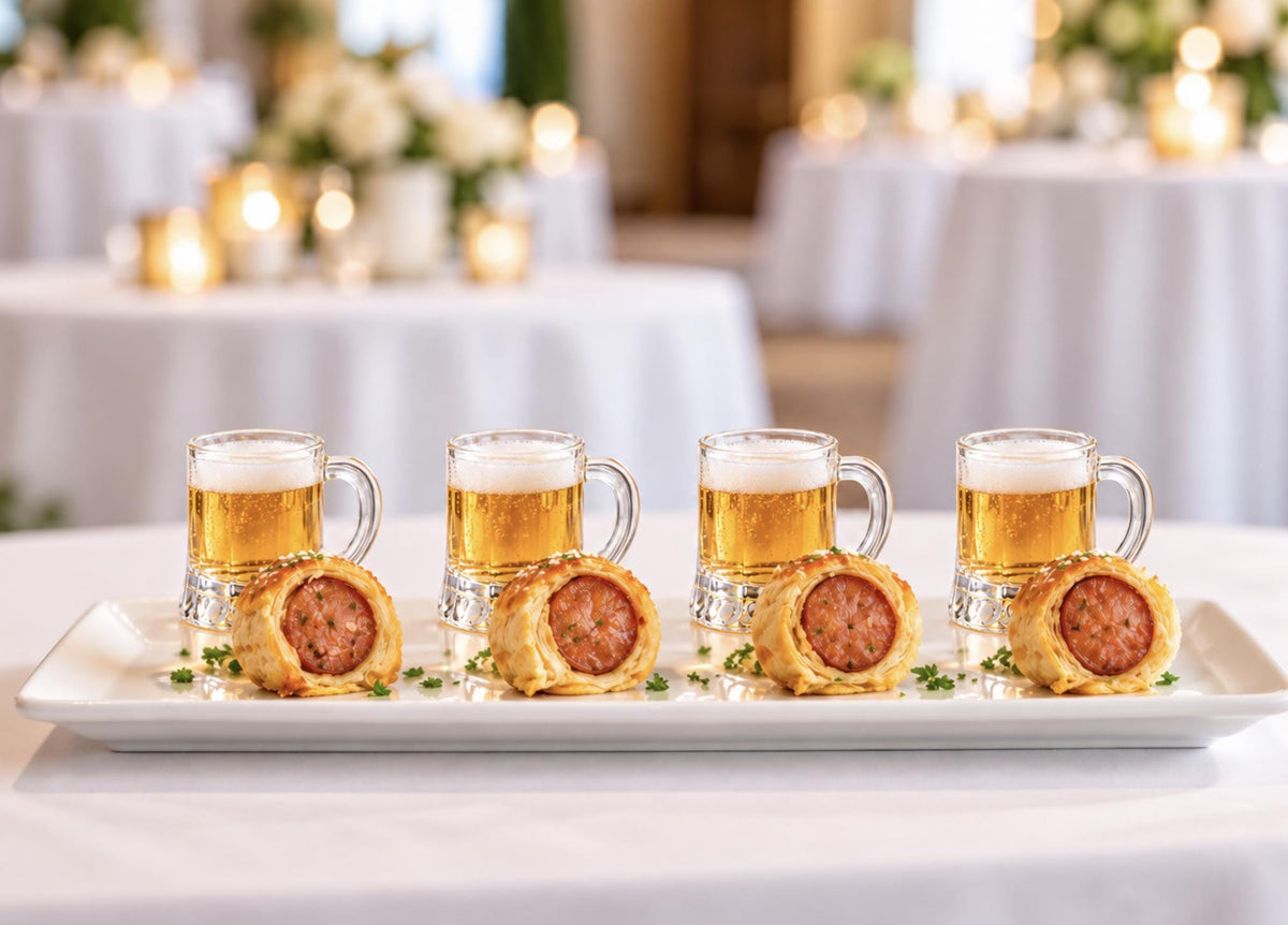 Mini Plastic Beer Mug Shot Glasses – Appetizer Mugs for Sliders, Brunch & Catering Displays