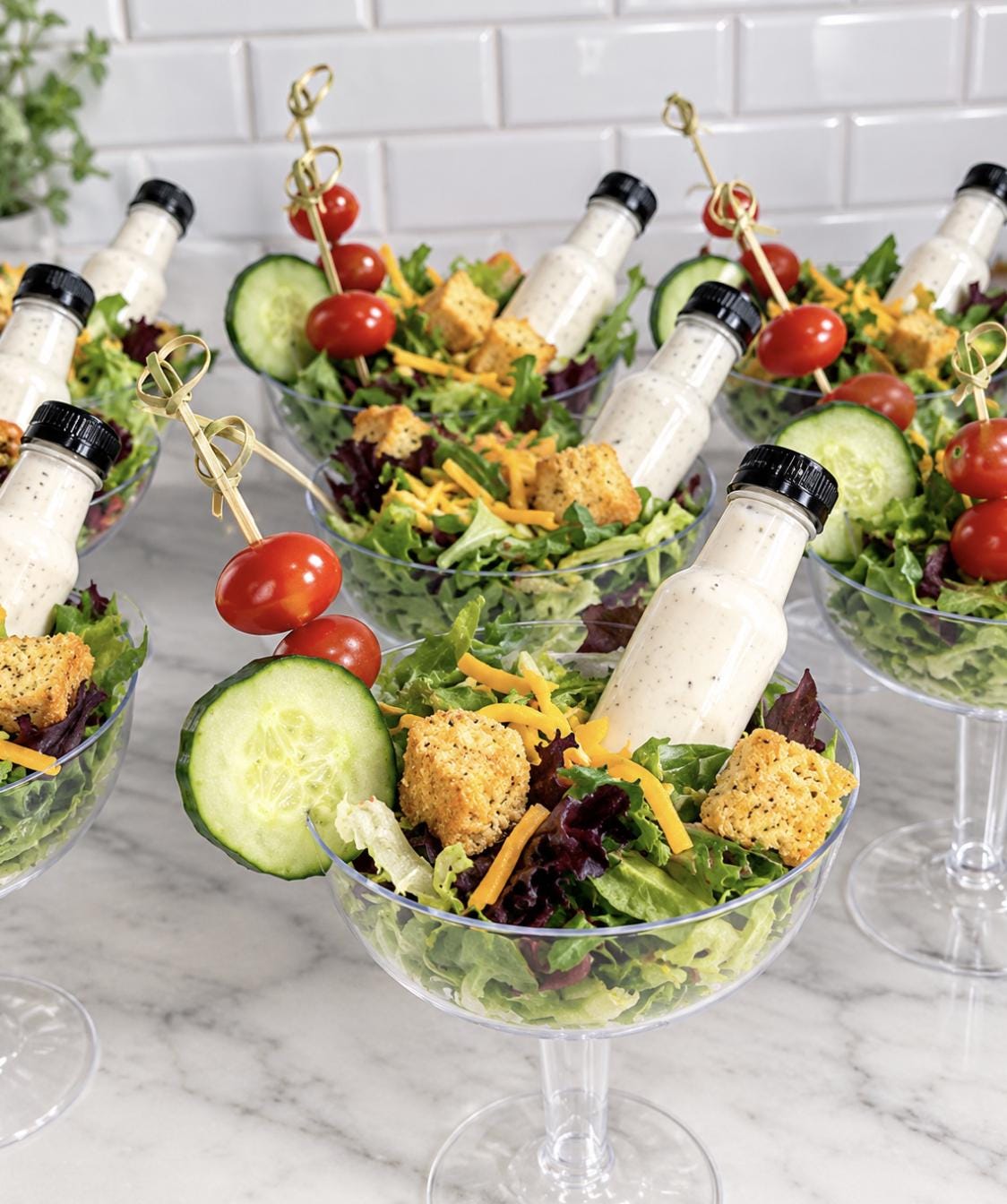 Acrylic Salad Appetizer Cups – Individual Salad Cups for Party w/Dressing Bottle & Forks - Set of 20 - Pretty Party Boxx