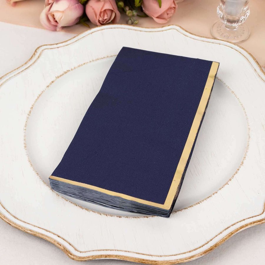 50 - Pack Party Napkins – Gold Foil Edge Disposable Cocktail Napkins - Pretty Party Boxx