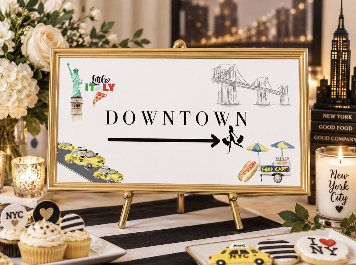 Set of 6 NYC Themed Street Signs - New York City Themed Party Supplies & Decor for New York Themed Party Events