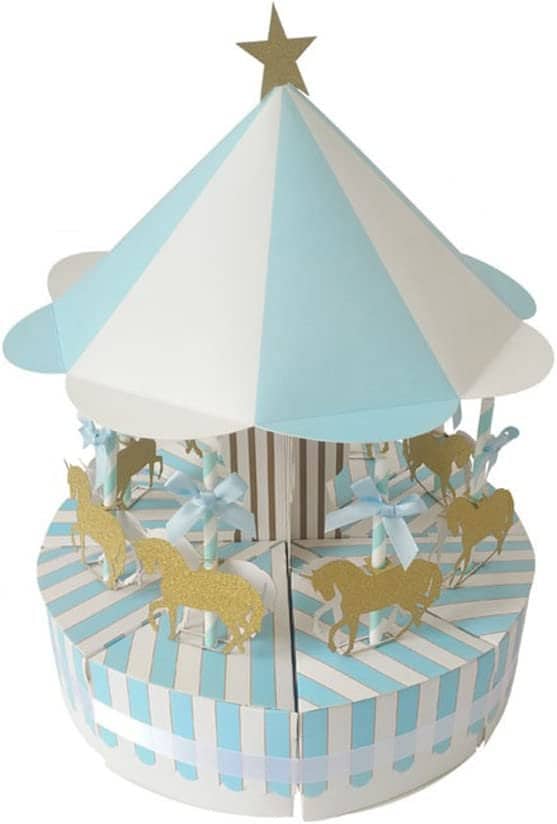 Paper Carousel Horse Favor Box Centerpiece – Vintage Pink Carnival Party Decoration & Treat Box Set - Pretty Party Boxx