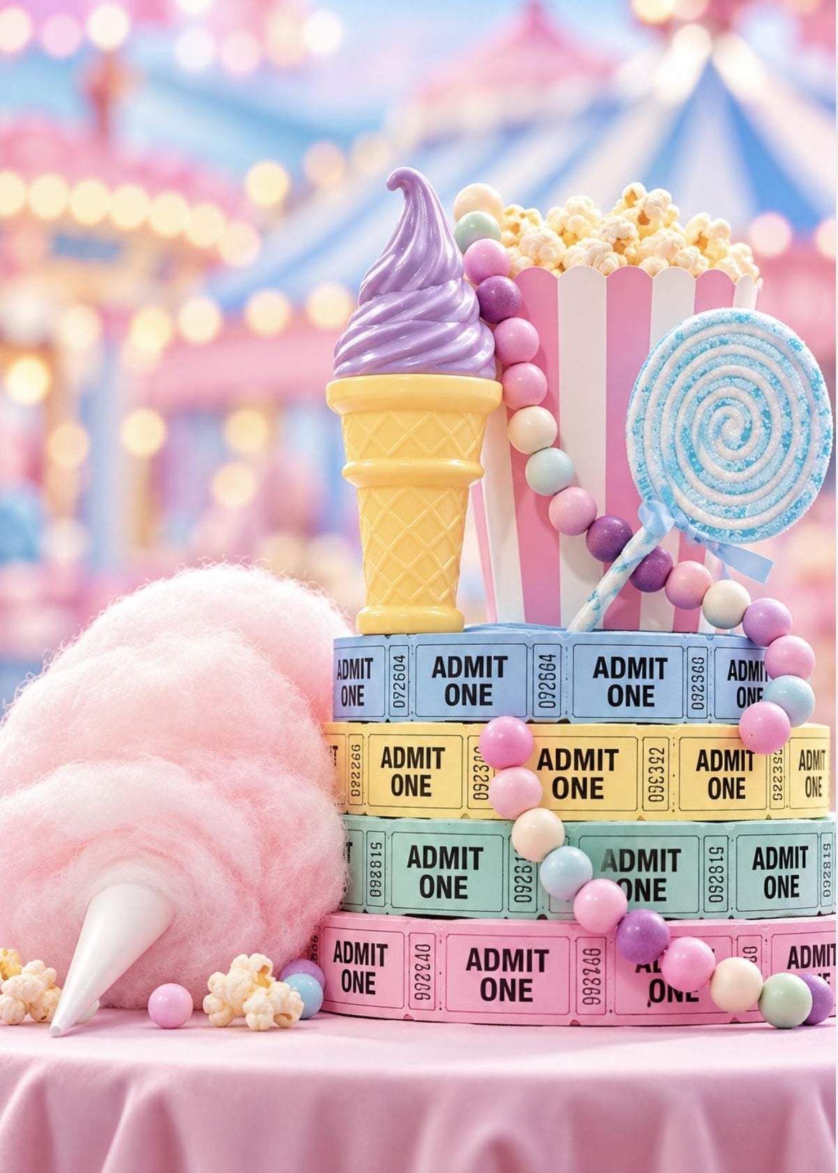 Pastel Raffle Ticket Rolls – Admit One Tickets for Carnival Parties, Showers & Fundraisers