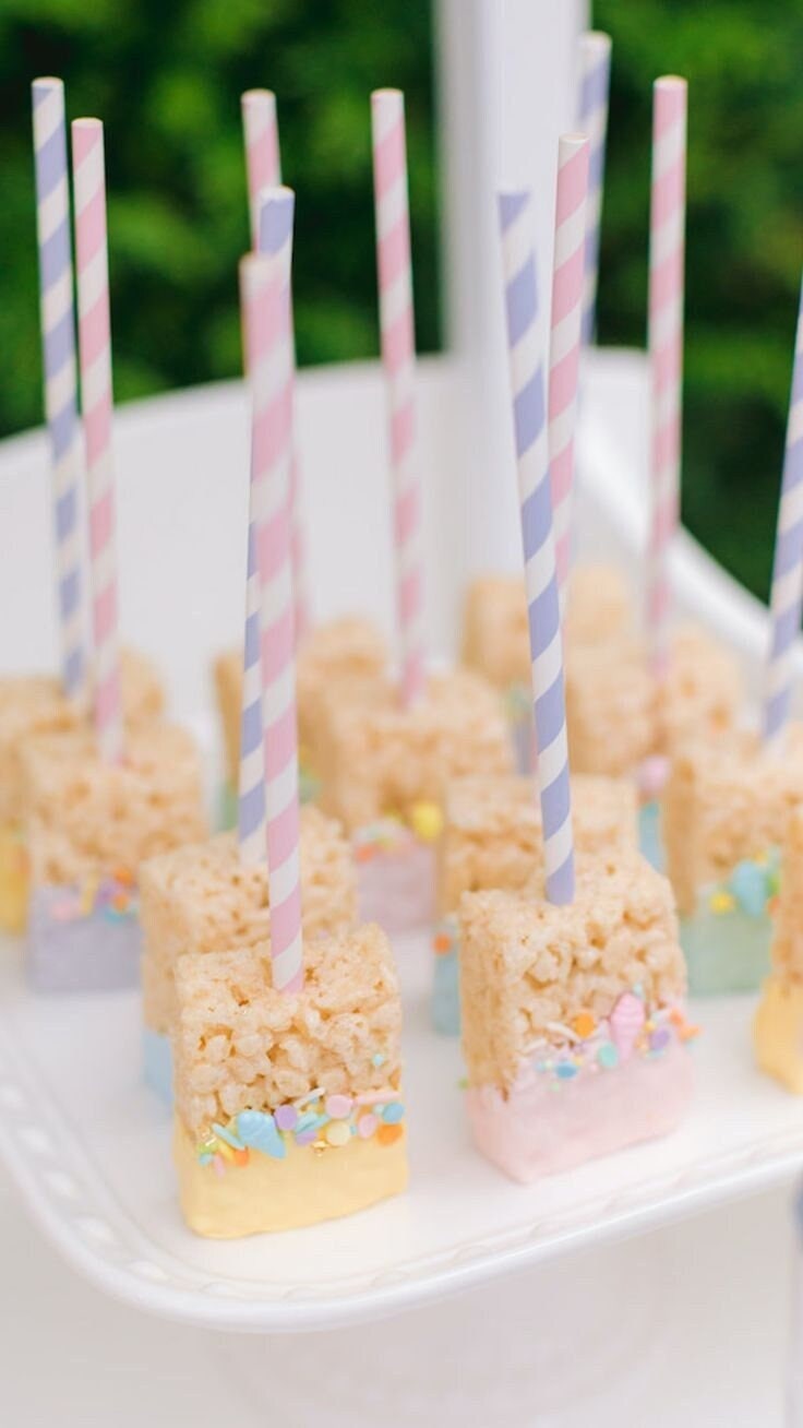 Pastel Striped Paper Straws – Ice Cream Party Straws & Cake Pop Sticks for Kids Birthdays