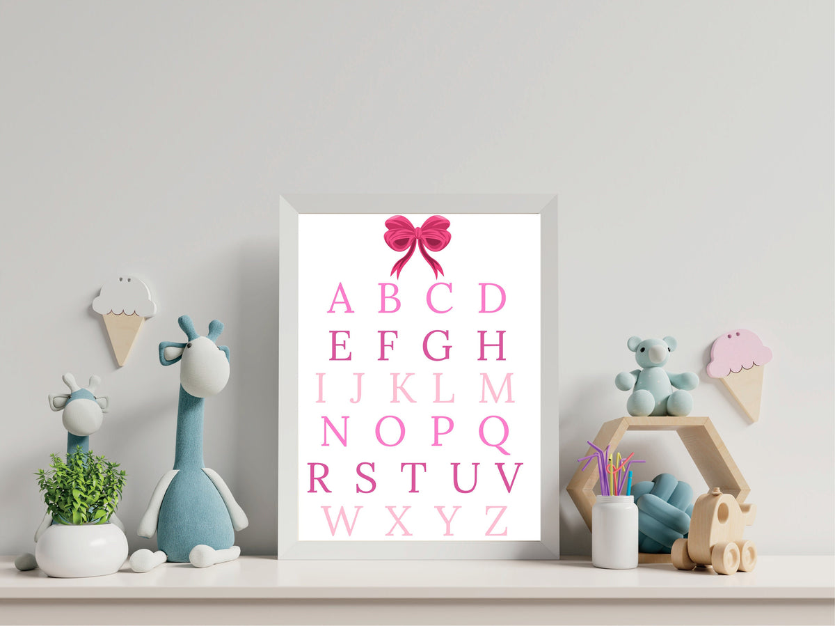 Pink Alphabet Sign – Girls Nursery & Playroom ABC Wall Art Printable