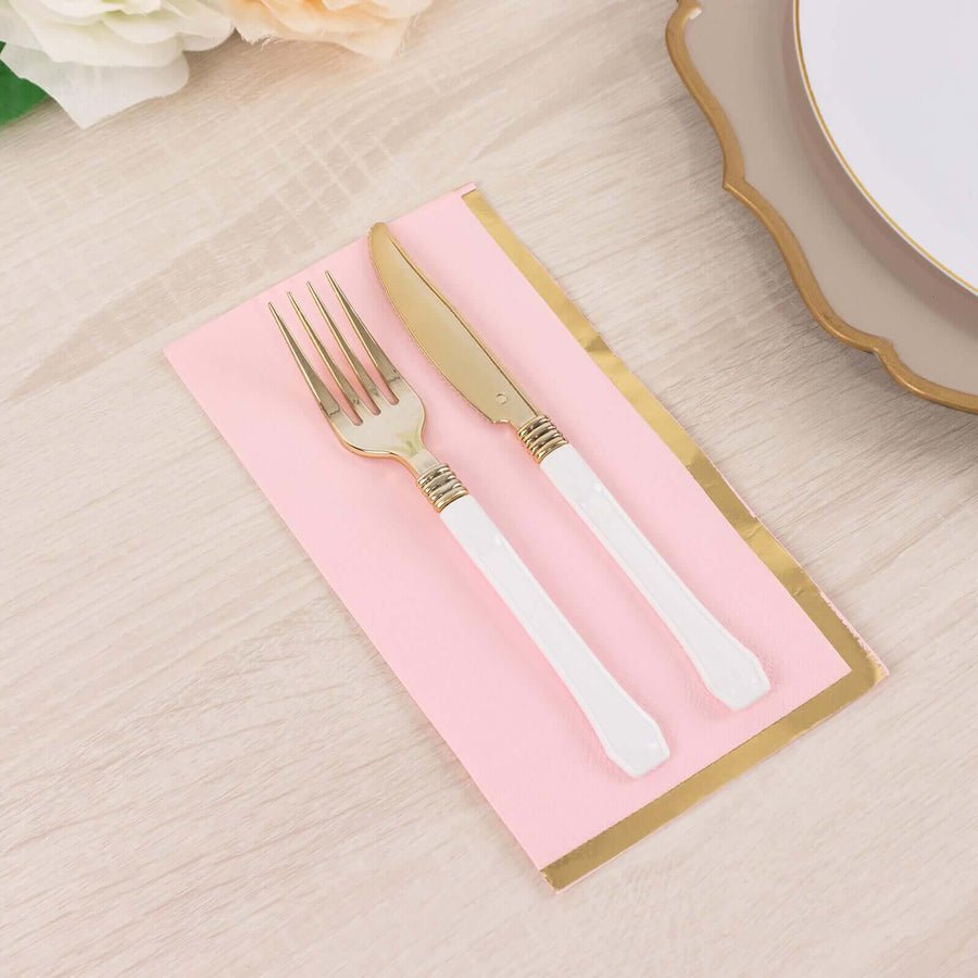 50 - Pack Party Napkins – Gold Foil Edge Disposable Cocktail Napkins - Pretty Party Boxx