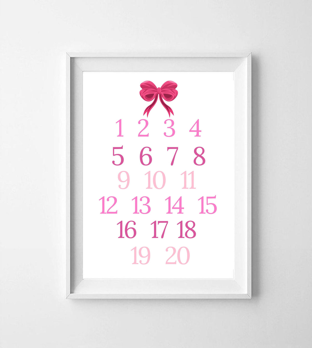 Pink Numbers Sign – Girls Nursery & Playroom Wall Art Printable