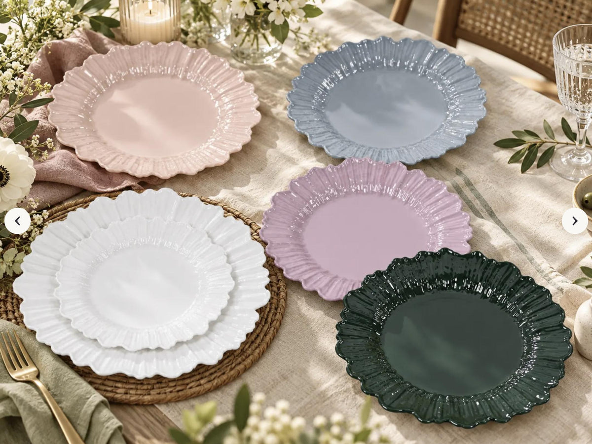 Reef Design Plastic Dinner & Dessert Plates – Elegant Disposable Tableware for Weddings & Showers