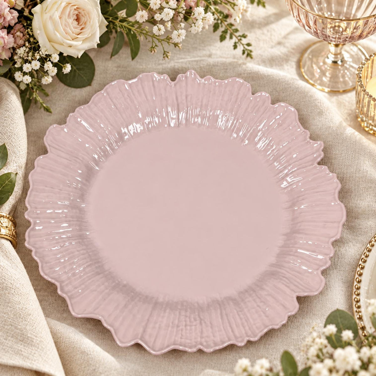 Reef Textured Heavy Plastic Plates – Elegant Disposable Dinner & Dessert Plates