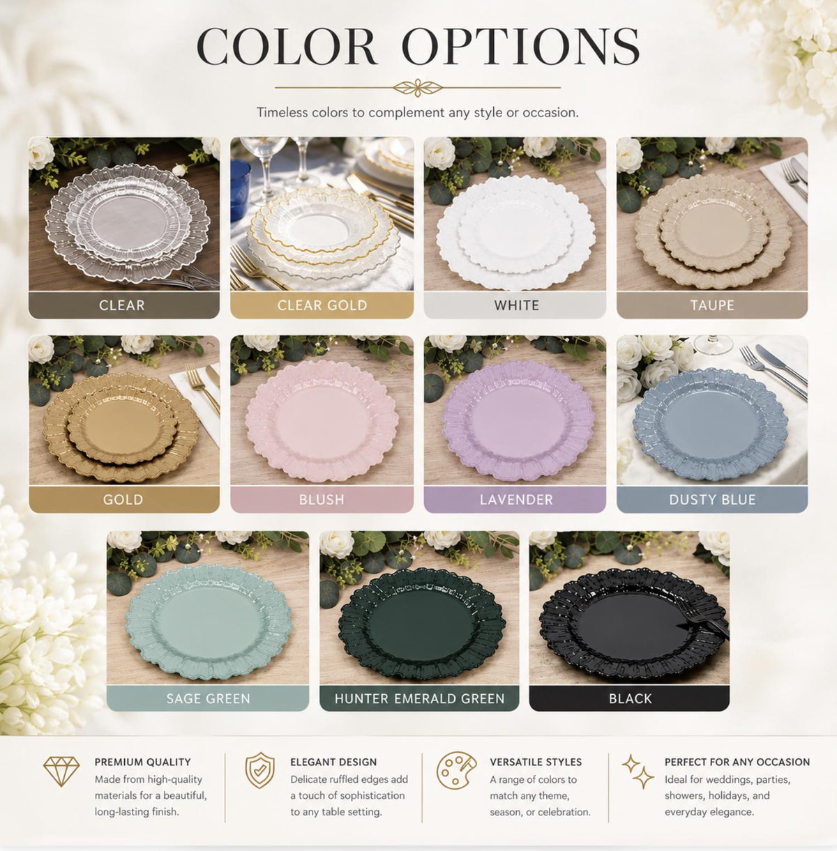 Reef Textured Heavy Plastic Plates – Elegant Disposable Dinner & Dessert Plates