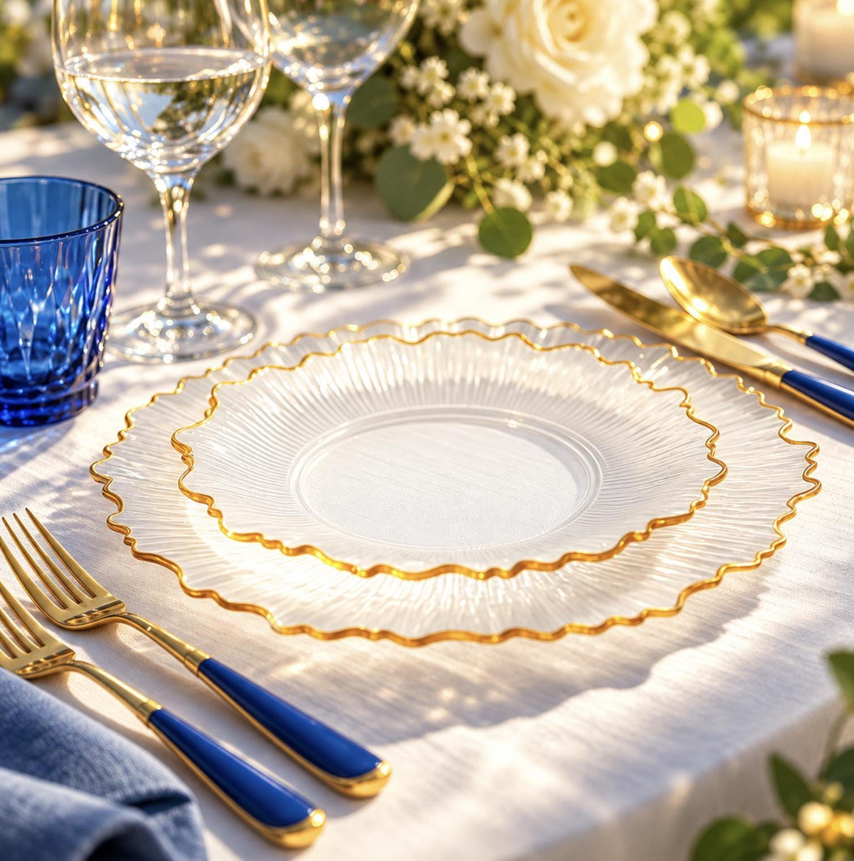 Reef Textured Heavy Plastic Plates – Elegant Disposable Dinner & Dessert Plates