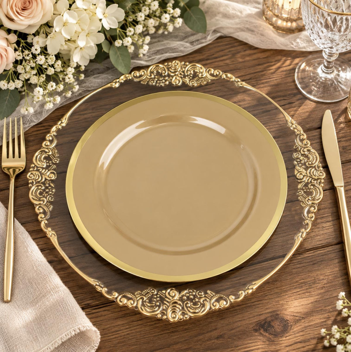 10 - Pack Regal Round Plastic Dinner Plates – 7” & 10” Disposable Party Plates for Weddings, Banquets & Events