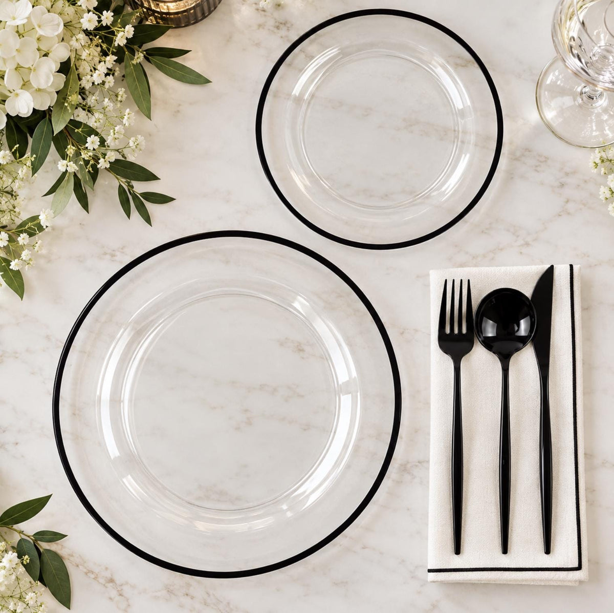 10 - Pack Regal Round Plastic Dinner Plates – 7” & 10” Disposable Party Plates for Weddings, Banquets & Events