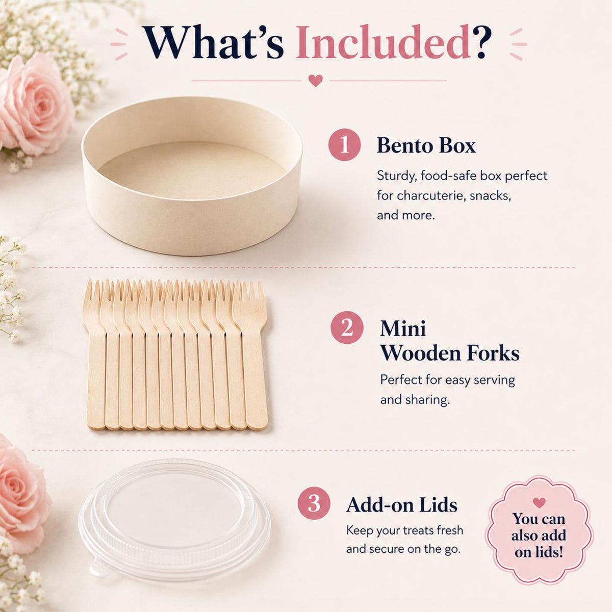 Round Wooden Charcuterie Bento Boxes with Mini Forks – Individual Grazing Favor Boxes