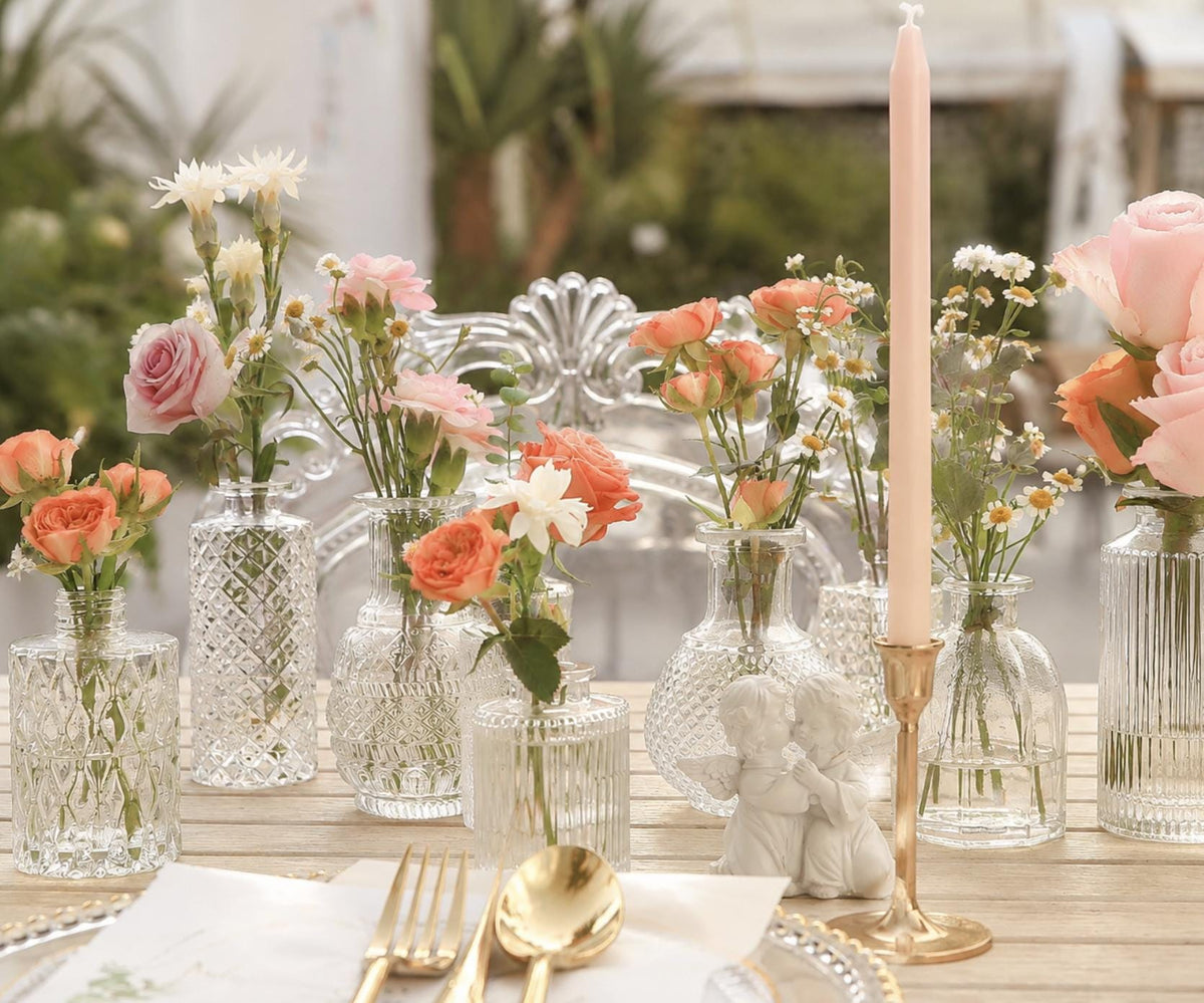 Small Glass Bud Vases – Assorted Mini Vases for Centerpieces, Showers & Wedding Florals