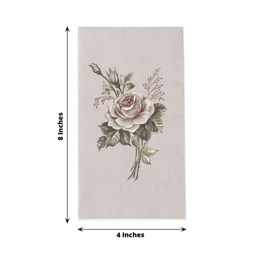 20 - Pack Elegant Paper Dinner Napkins – Peony Flower Print with Gold Edge for Weddings & Events - Pretty Party Boxx