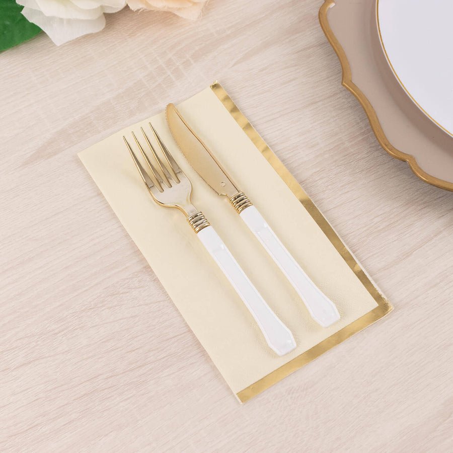 50 - Pack Party Napkins – Gold Foil Edge Disposable Cocktail Napkins - Pretty Party Boxx