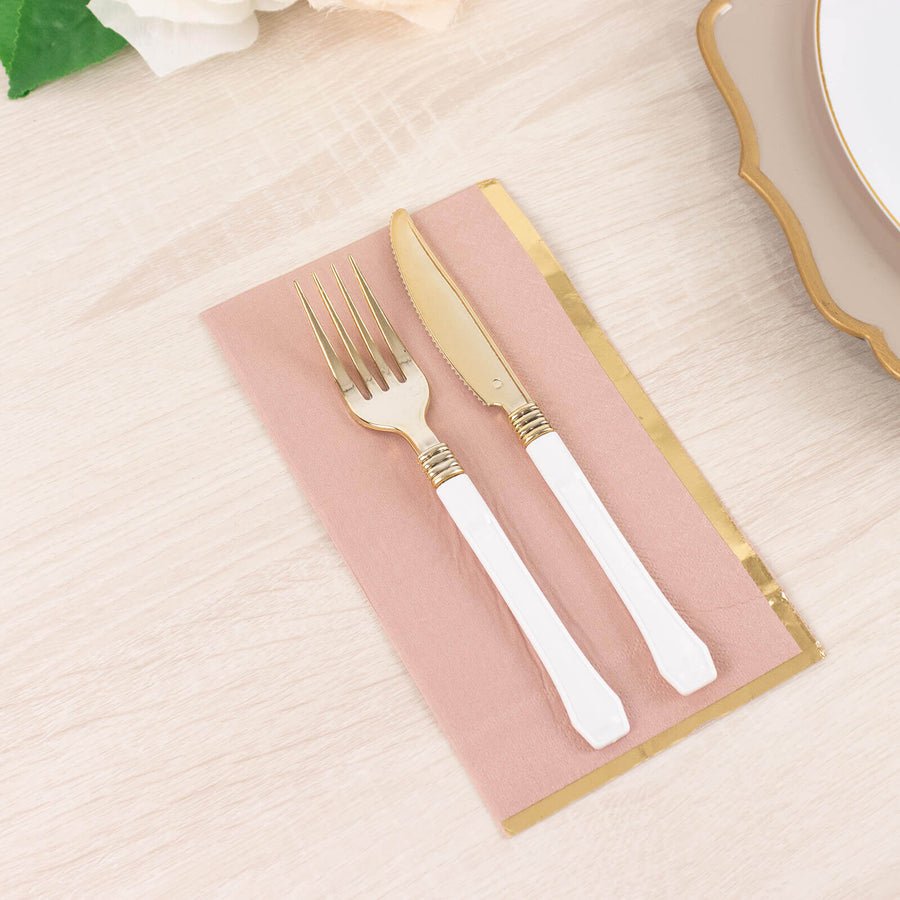 50 - Pack Party Napkins – Gold Foil Edge Disposable Cocktail Napkins - Pretty Party Boxx