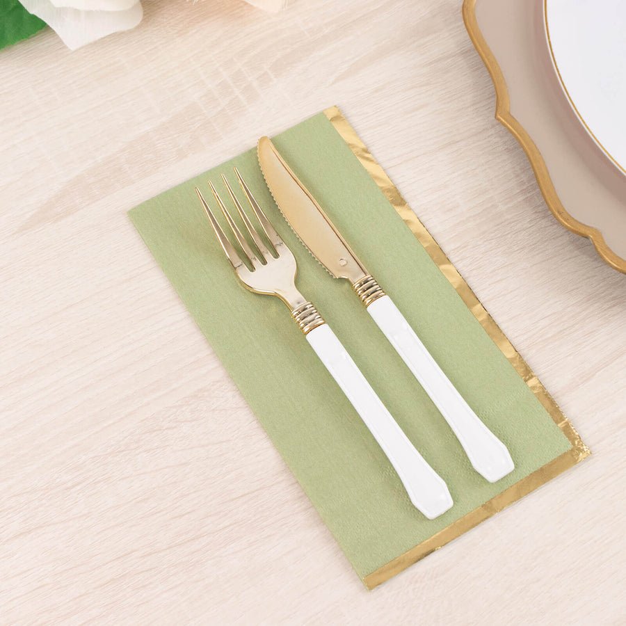 50 - Pack Party Napkins – Gold Foil Edge Disposable Cocktail Napkins - Pretty Party Boxx