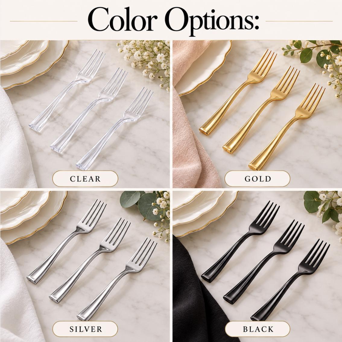 Square Plastic Dessert Cups with Mini Forks or Spoons – Mini Parfait & Pasta Cups for Catering