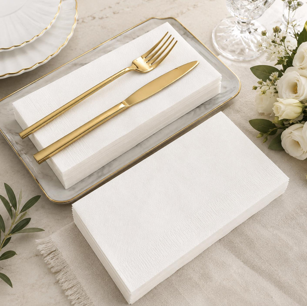 50 - Pack 2 - Ply Paper Napkins – Disposable Cocktail & Beverage Napkins - Pretty Party Boxx